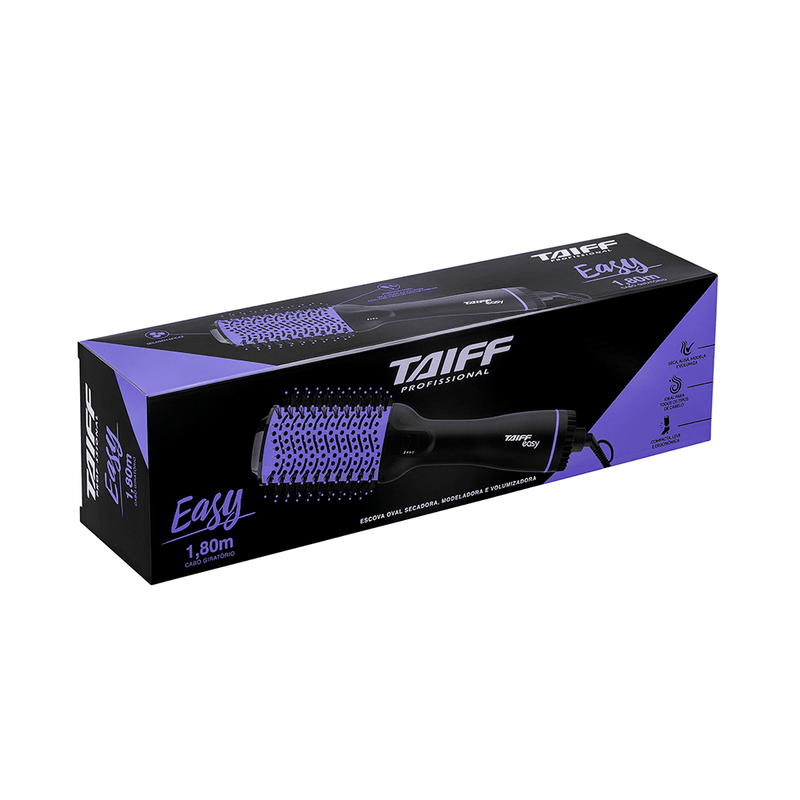 Escova Secadora Taiff Easy Oval 1200W, Preta/Lilás 220V