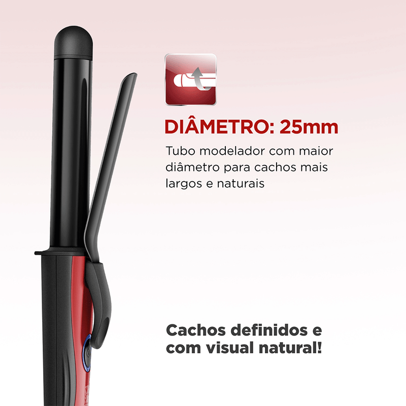 Modelador de Cachos Mondial Red Infinity - EM-12, Preto/Vermelho Bivo