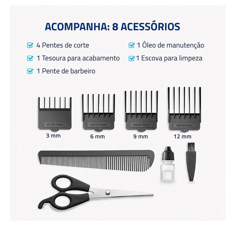 Cortador de Cabelos Pratic Style, Mondial, Azul, Bivolt - CR-10-BI