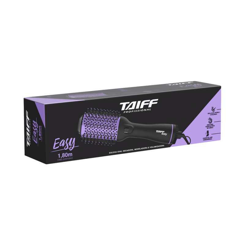 Escova Secadora Taiff Easy Oval 1200W, Preta/Lilás