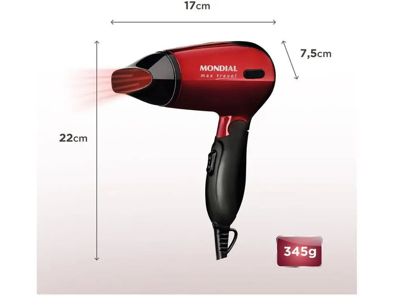 Secador de Cabelo Mondial Max Travel SC-10 Vermelho - Bivolt