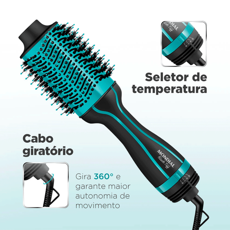 Escova Secadora Mondial Black Tiff ES-16, Preto/Azul Bivolt